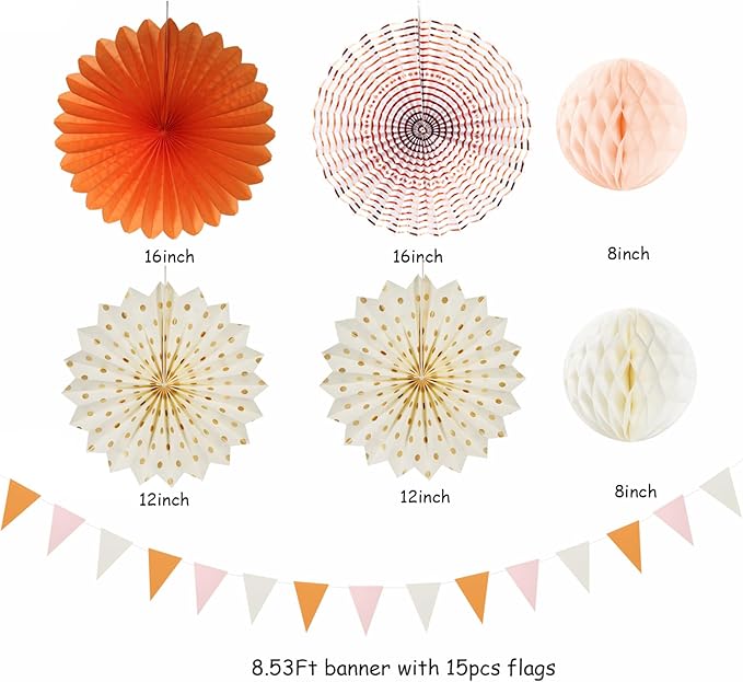 Beige-Orange Peach Fall-Boho Hanging Party-Decorations - Image 2