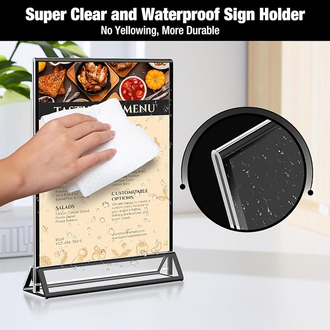Acrylic Black Sign Holders 4x6, 12 Pack Wedding Black Table Number Holders - Image 5