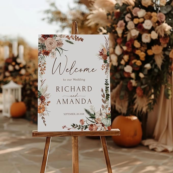 Welcome Wedding Sign Personalized, Terracotta Fall Burnt Orange Copper Wedding - Image 2