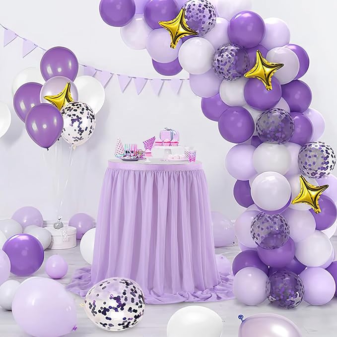 QueenDream Lavender Chiffon Table Skirt 6ft - Image 6