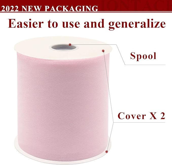 Light Pink Tulle Fabric Rolls 6 Inch by 200 Yards Fabric Spool Tulle Ribbon - Image 2