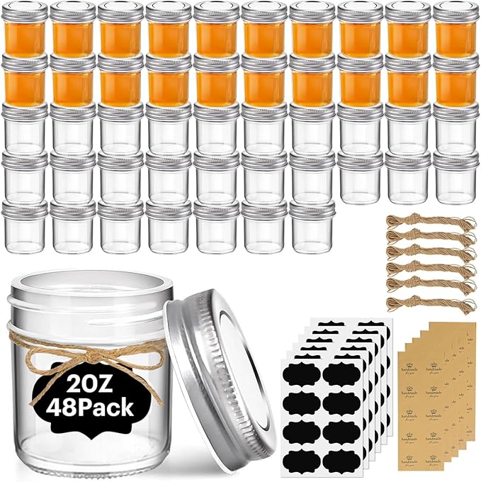 ComSaf Small Mason Jars 2 oz, Small Canning Jars, Mini Glass Jar by ComSaf
