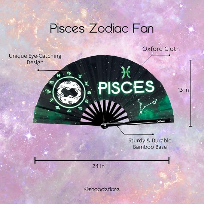 DeFlare | Cosmic Zodiac Rave Fan | Zodiac Sign Hand Fan | Astrology Rave Fan | - Image 5