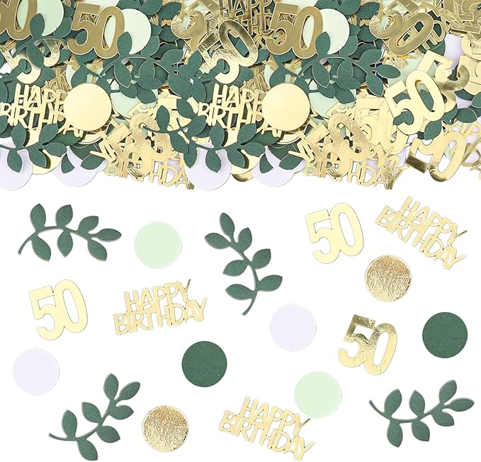 Sage Green 50th Happy Birthday Confetti, 50th Birthday Table Decorations by GYESXYW