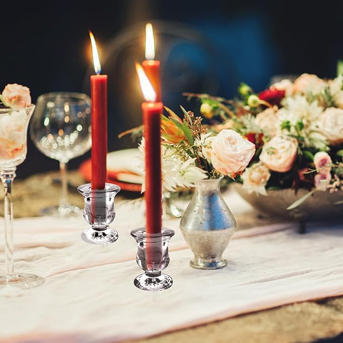 36 Pcs Candlestick Holders 2 Style Taper Candle Holders Bulk Small Glass Candle - Image 5