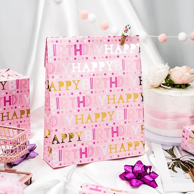 Yarcony Girl Birthday Wrapping Paper Roll, Baby Shower - Image 4