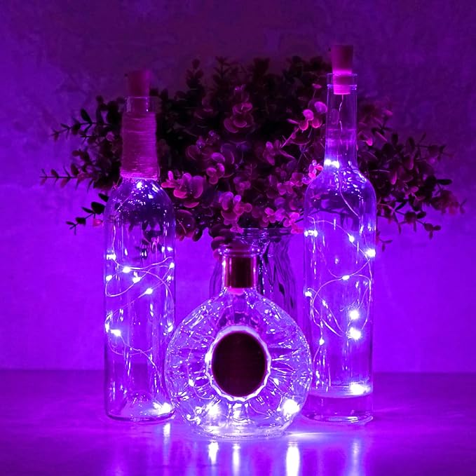 Wine Bottle Lights with Cork 15Pack 10 LED 40 Inches Battery Operated Silver - Image 3