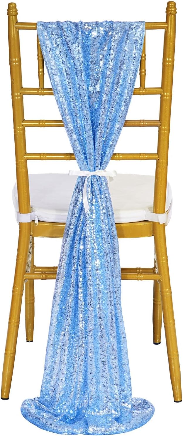 Glitter Sequin Table Runners 10 Pieces 12x108 Inchs Baby Blue Elegant Wedding - Image 8