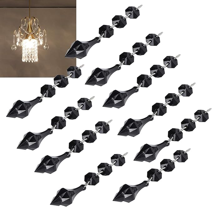 Buachois 10Pcs Clear Acrylic Crystal Ornament Beads Garland Chandelier Hanging - Image 7