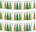 3P Sage-Green Beige-Mint Gold Foil Fringe Metallic Tassel Garland Banner by HYSILLA