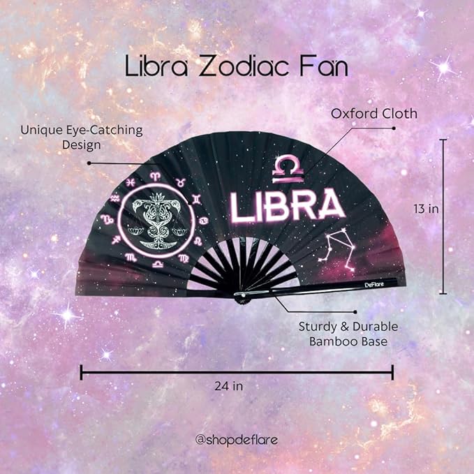 DeFlare | Cosmic Zodiac Rave Fan | Zodiac Sign Hand Fan | Astrology Rave Fan | - Image 5