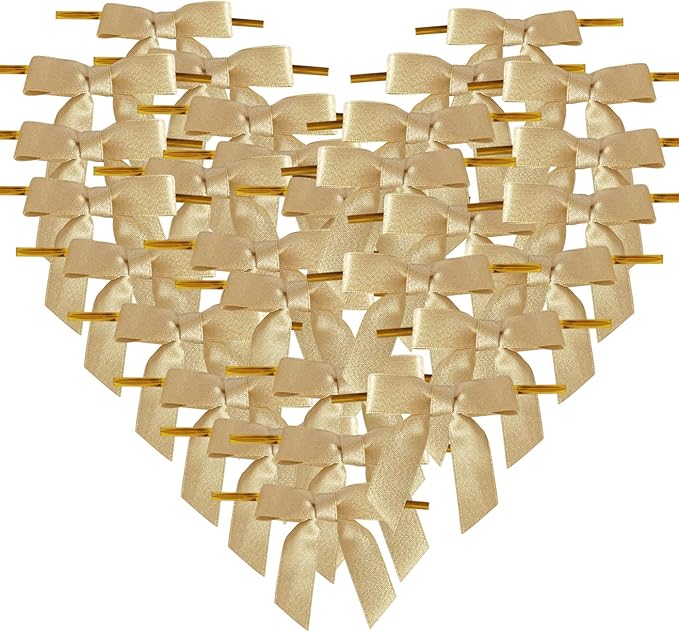 50pcs 2-1/2" Gold Satin Ribbon Bows by Micomon