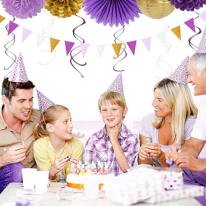 Purple-Lavender White Gold Party Decorations - Image 6