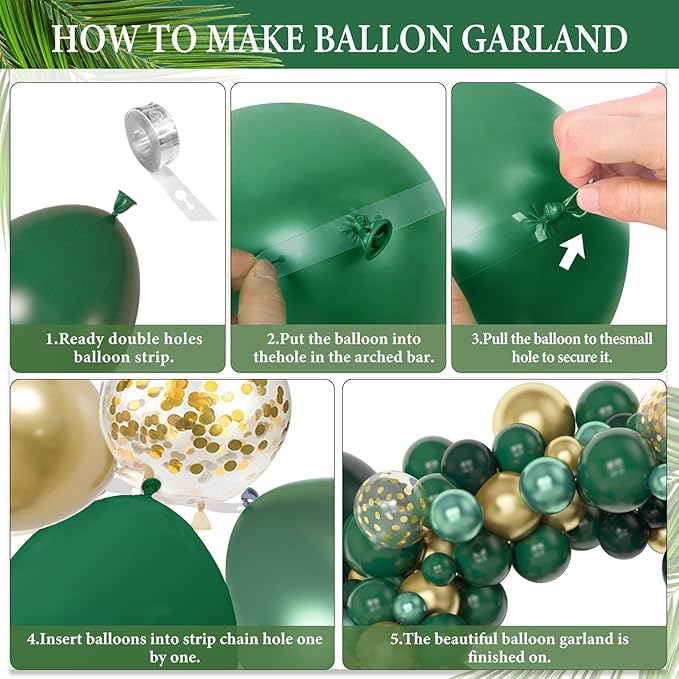 Amandir 153pcs Green and Gold Balloon Garland Arch Kit, Different Sizes 18 12 - Image 3