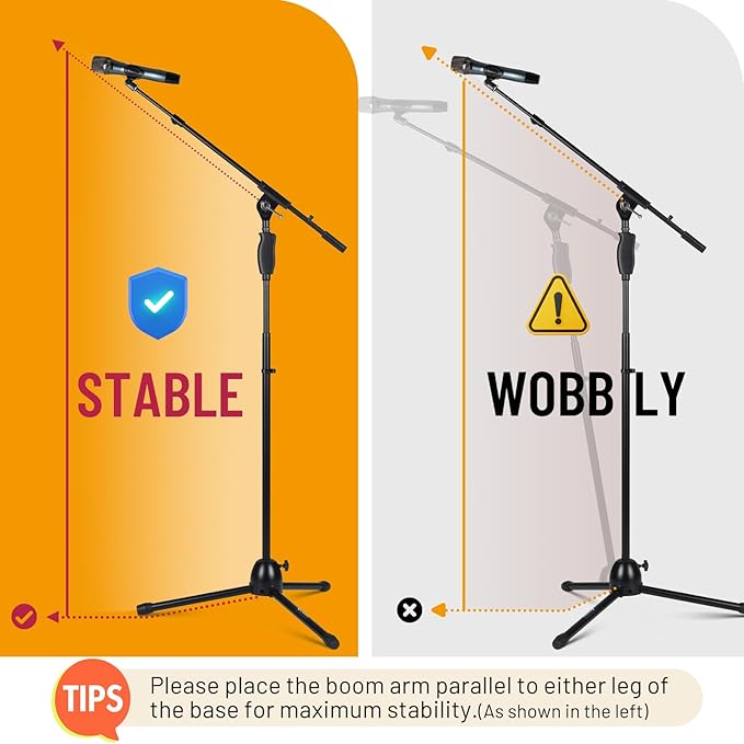 CAHAYA Tripod Microphone Stand: Boom Arm One-Button Release Floor Mic Stand - Image 4