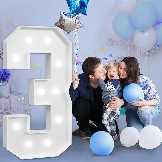 imprsv Marquee Numbers Large 3rd-Birthday Decorations: 4ft Light Up Number - Image 6