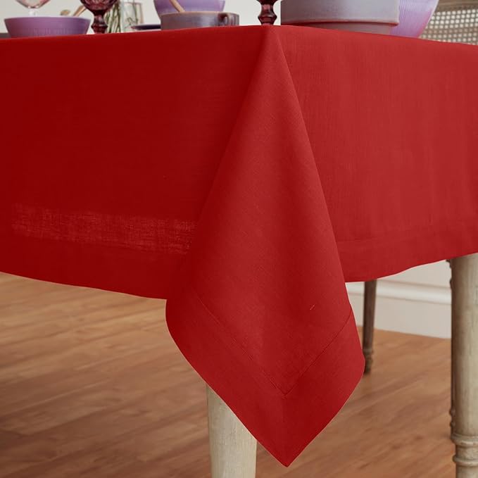 Solino Home Linen Red Tablecloth 60 x 156 Inch - Image 3