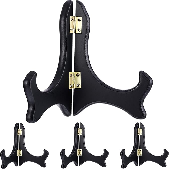 Tatuo 4 Pack Black Wooden Display Stand Plate Stands by Tatuo