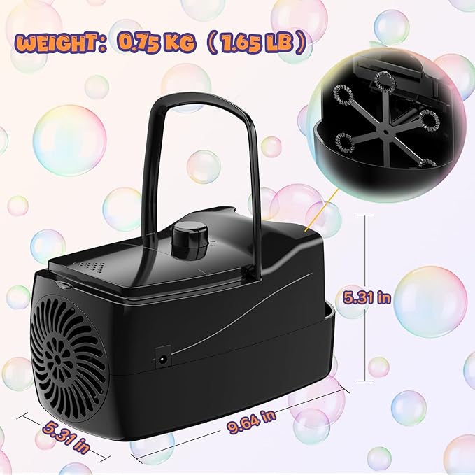 Bubble Machine - 18000+ Bubbles Per Minute, 2 Speed Settings, Battery/USB - Image 7