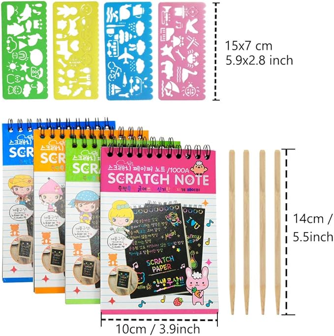 Soumore 16 Pack Scratch Notebooks, Rainbow Scratch Note Combo Art Set, Magic - Image 2