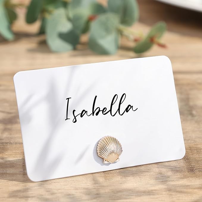 UNIQOOO 12Pcs Decorative Gold Shell Place Card Holders Bulk, Scallop Name Card by UNIQOOO