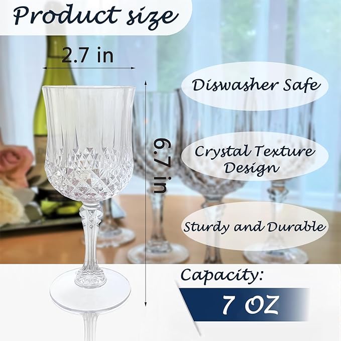 Plastic Wine Glasses，Plastic Goblets Vintage Style Cordial Drinking Glasses - Image 2