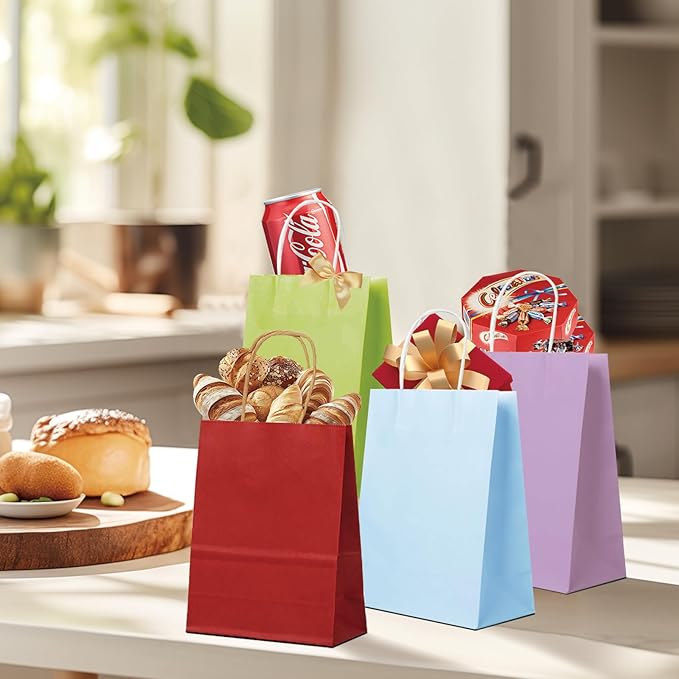 BAG BOX 25 Pack Small 5.9x3.1x8.25 Inch Green Kraft Paper Gift Bags - Image 4
