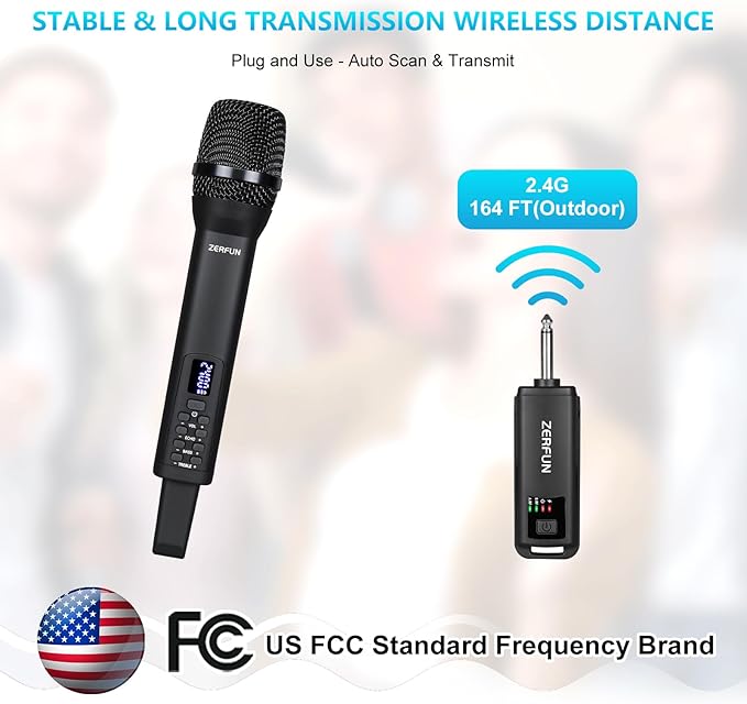 Rechargeable Wireless Microphone, Pro Handheld Cordless Mic System - Image 4