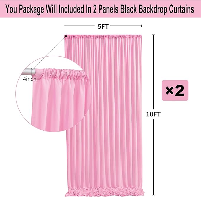 10ft x 10ft Thick Pink Backdrop Curtains - Image 4