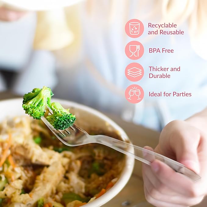 Prestee Clear Plastic Forks 100 Count - Image 5