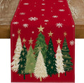 GEEORY Christmas Table Runner 13x60 Inch, Xmas Trees Snowflakes Holiday by GEEORY