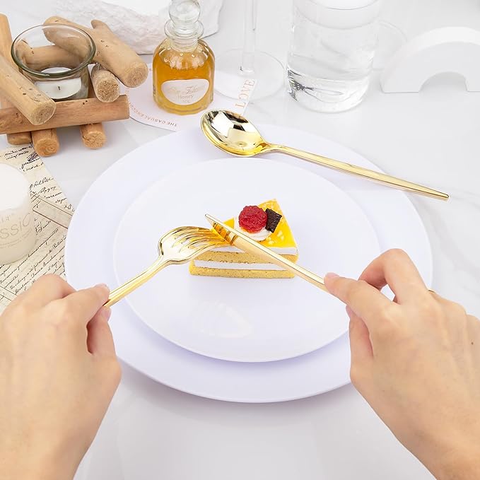 PULOTE 150PCS Gold Plastic Silverware Disposable - Image 6