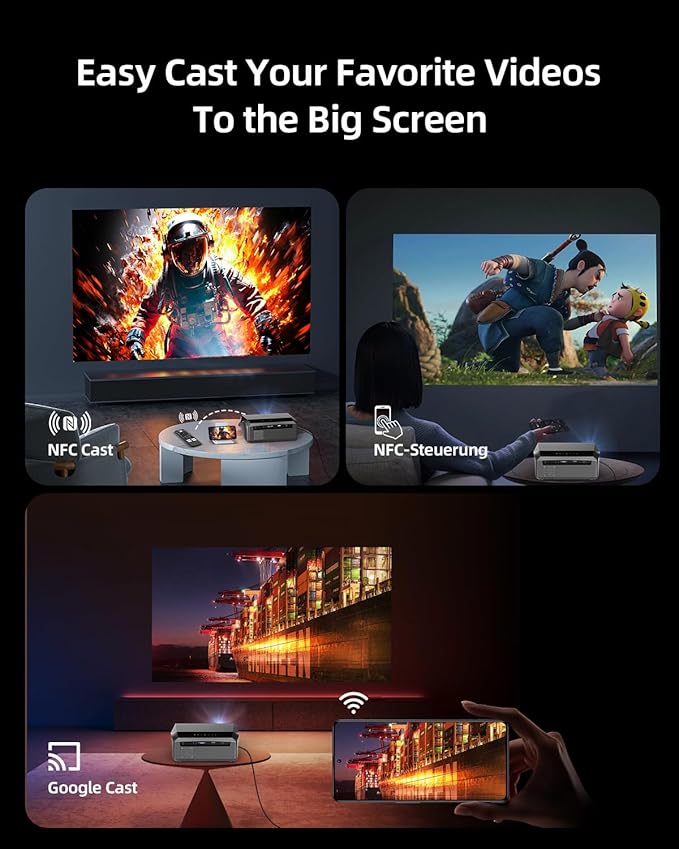 Smart LED 4K Projector Daylight HDR WiFi 6 Bluetooth Google TV, 2300ANSI - Image 9