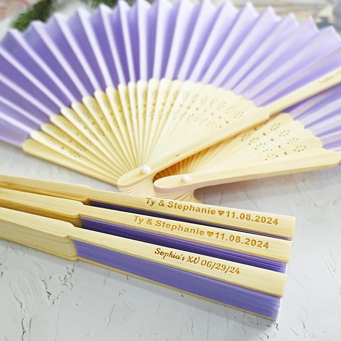 30pcs Personalized Purple Folded Hand Fans, Custom Folding Hand Fans - Image 6