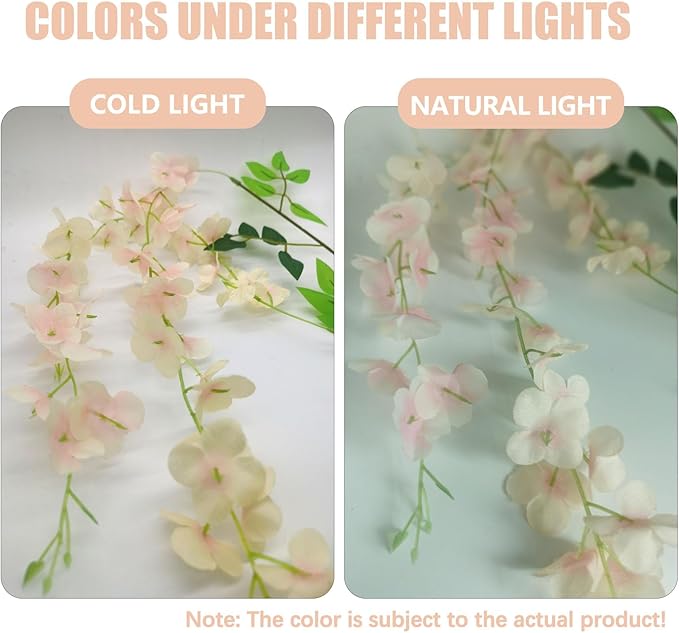 5 Pack Champagne Wisteria Hanging Flowers, 3.44 Ft Fake Hanging Flowers - Image 2