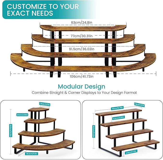 ELITEROO Cupcake Tier Stand, Wooden Cup Cake Stand Stairs, 4 Tier Dessert Table - Image 5