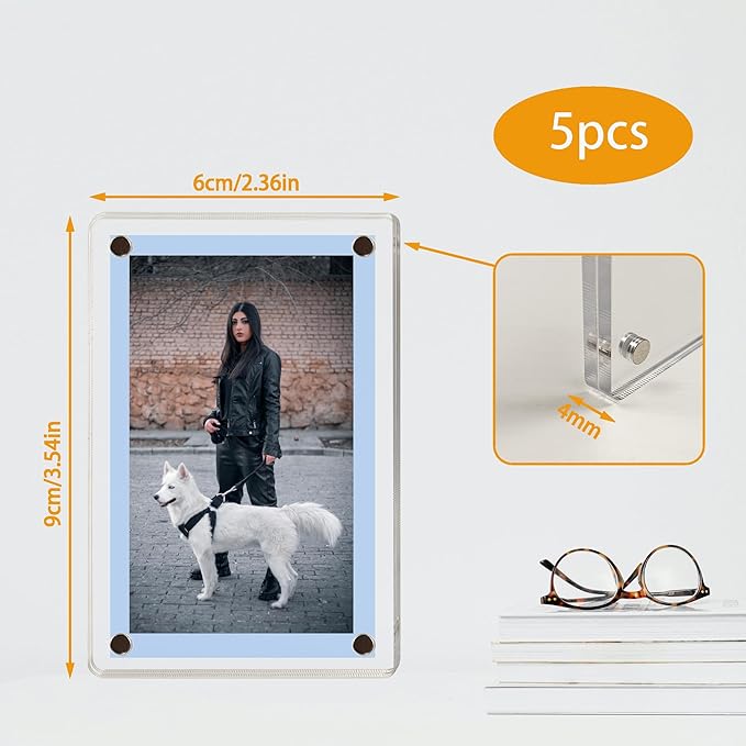 5 Pack-Polaroid Magnets for Refrigerator Acrylic Fridge Magnetic Frame 2.36 x - Image 4