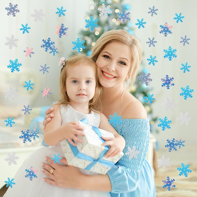 MARFOREVER Snowflakes Glitter Confetti, Christmas Sparkly Clear and White - Image 2