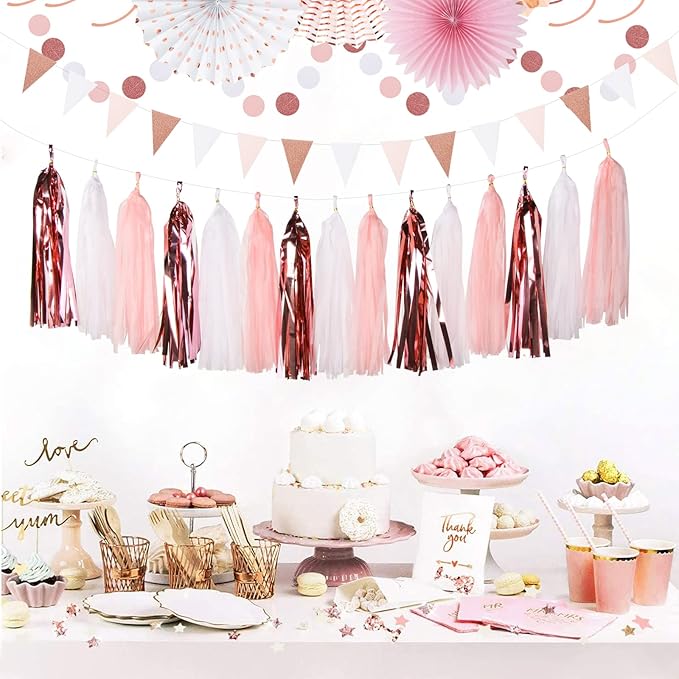 Rose-Gold Pink-White Graduation Party-Decorations - Image 5