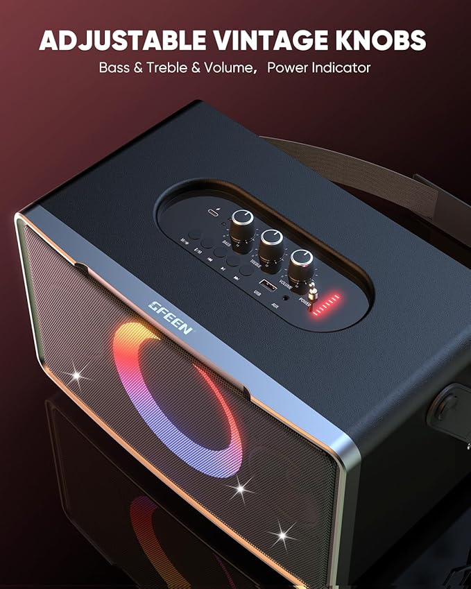 GFEEN Portable Bluetooth Speaker: 200W Peak, Deep Bass, 15H Playtime, Large - Image 7