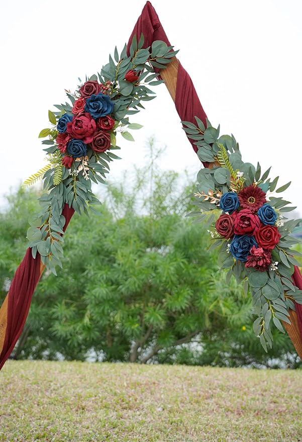 ponatia Wedding Arch Flowers, Burgundy and Navy Flowers Wedding Decorations - Image 3