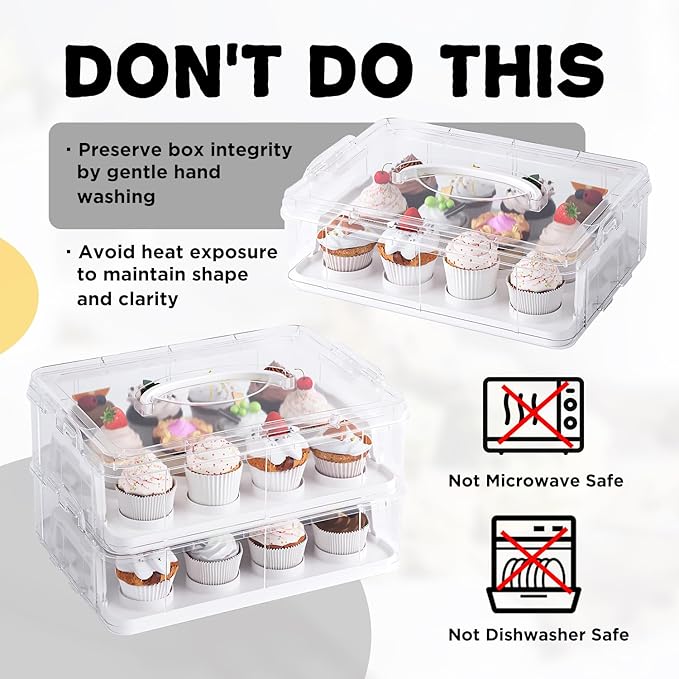 Cupcake Carrier with Lid and Handle, Cupcake and Brownie Storage Carrier - Image 6