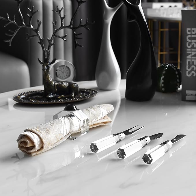 Crystal Napkin Rings Holder Silver Diamond Napkin Rings Pack of 6 Pieces - Image 6
