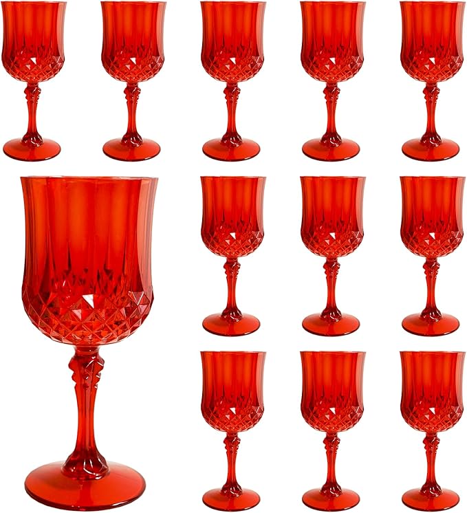 Plastic Wine Glasses，Plastic Goblets Vintage Style Cordial Drinking Glasses by LEYIQUCHAMPAGNEWINEGLASSES