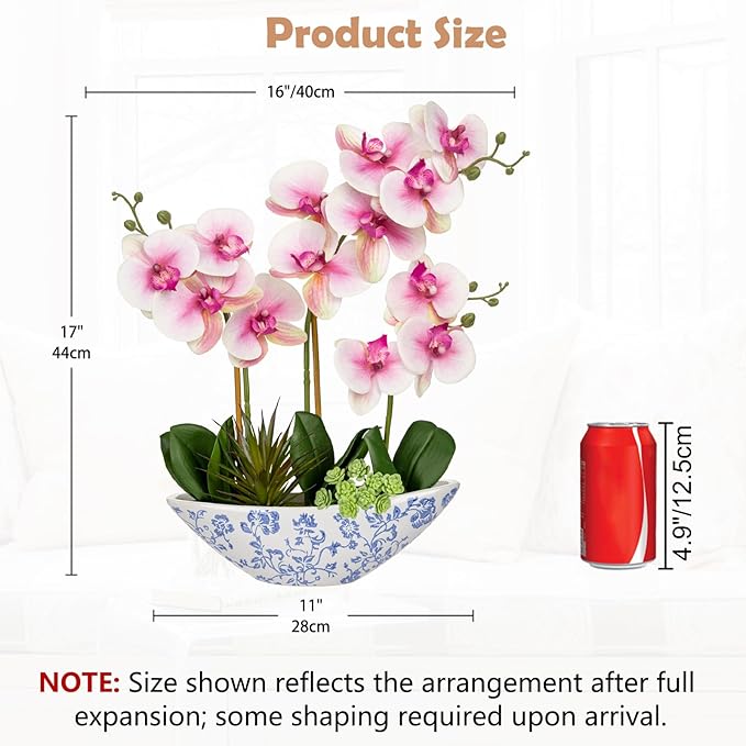 Briful Pink Orchid Fake Flowers 17in Artificial Orchid Silk Flowers in Blue and - Image 2