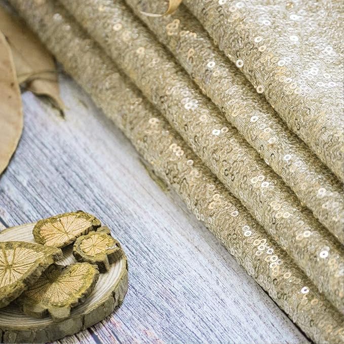 JYFLZQ Champagne Sequin Backdrop Curtains 10ft x 10ft 1 Panel Glitter Photo - Image 3