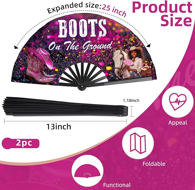 Boots on The Ground Hand Fan, 2 Pack Clacking Fans - Image 2