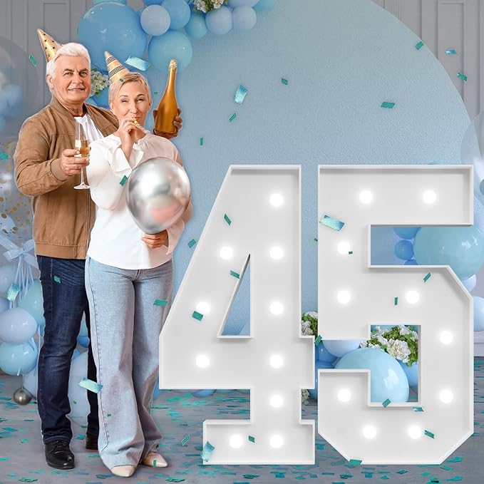 Marquee Numbers Large 45th-Birthday Decorations: 4ft Light Up Number Party - Image 7