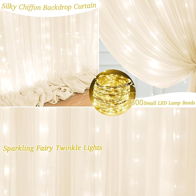 10x10ft Ivory Chiffon Backdrop Curtain - Image 7