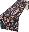 Mushroom Table Runner, Retro Forest Plant Table Cloth Farmhouse Kitchen Dining by Unknown